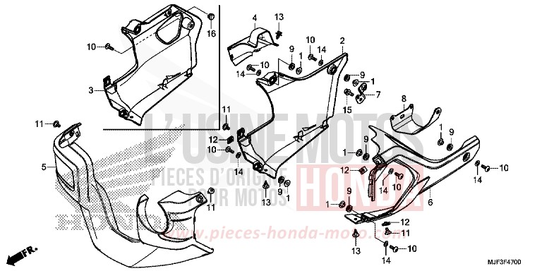 PANNEAU INFERIEUR de CTX700 ABS DARKNESS BLACK METALLIC (NH463) de 2014